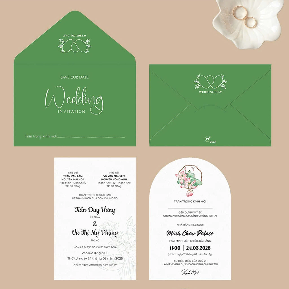 Thiệp Cưới Cao Cấp - Giấy Ánh Kim.  In thiệp cưới theo thiết kế riêng